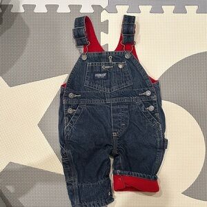 OshKosh B'gosh Denim Overalls with Red Lining
